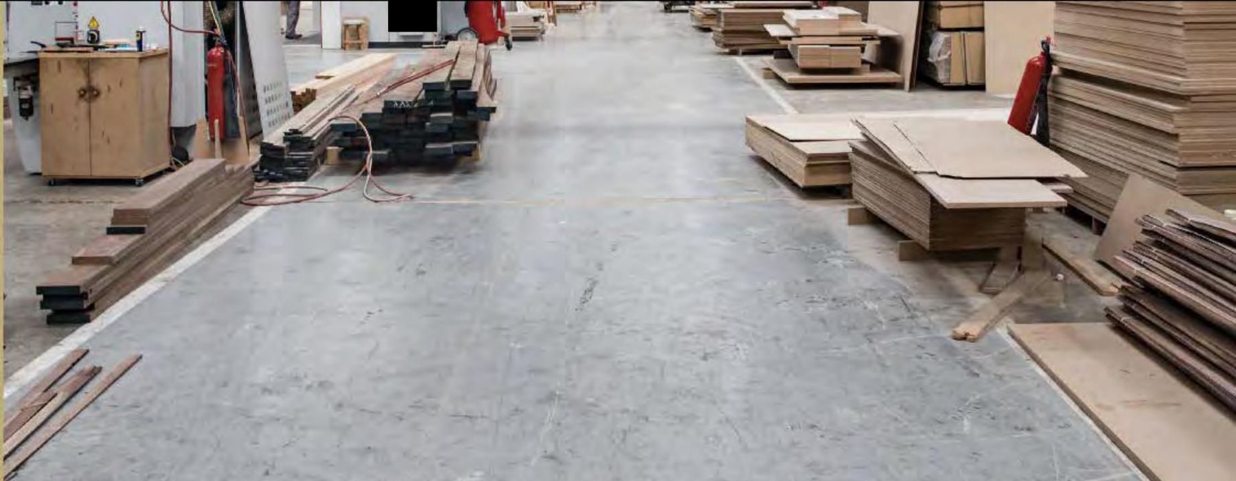 Wide view of the joinery production hall